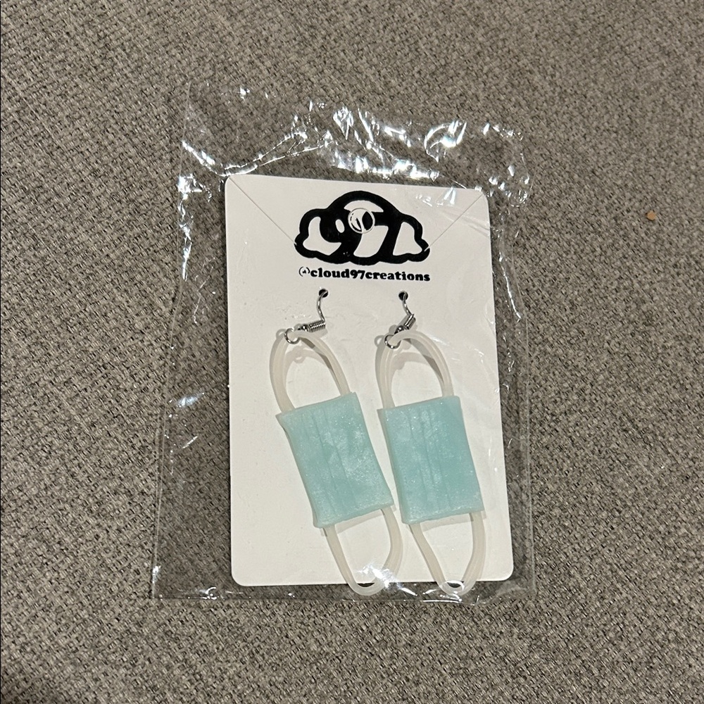 Cloud97Creations Blue and White FACEMASK Earrings